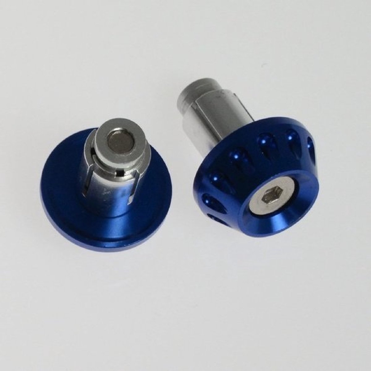 Stuureindkappen Set - Stuurdoppen Universeel - Motorfiets Bescherming - Montage 13 & 17 mm - Metaal Blauw