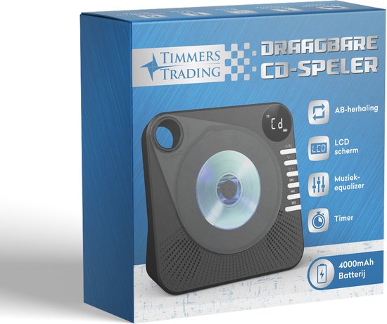 Retro CD Speler met Bluetooth - Draagbare CD Speler met HiFi Speakers - USB - AUX - Oplaadbaar - Vintage Muziekspeler Zwart — afbeelding 5