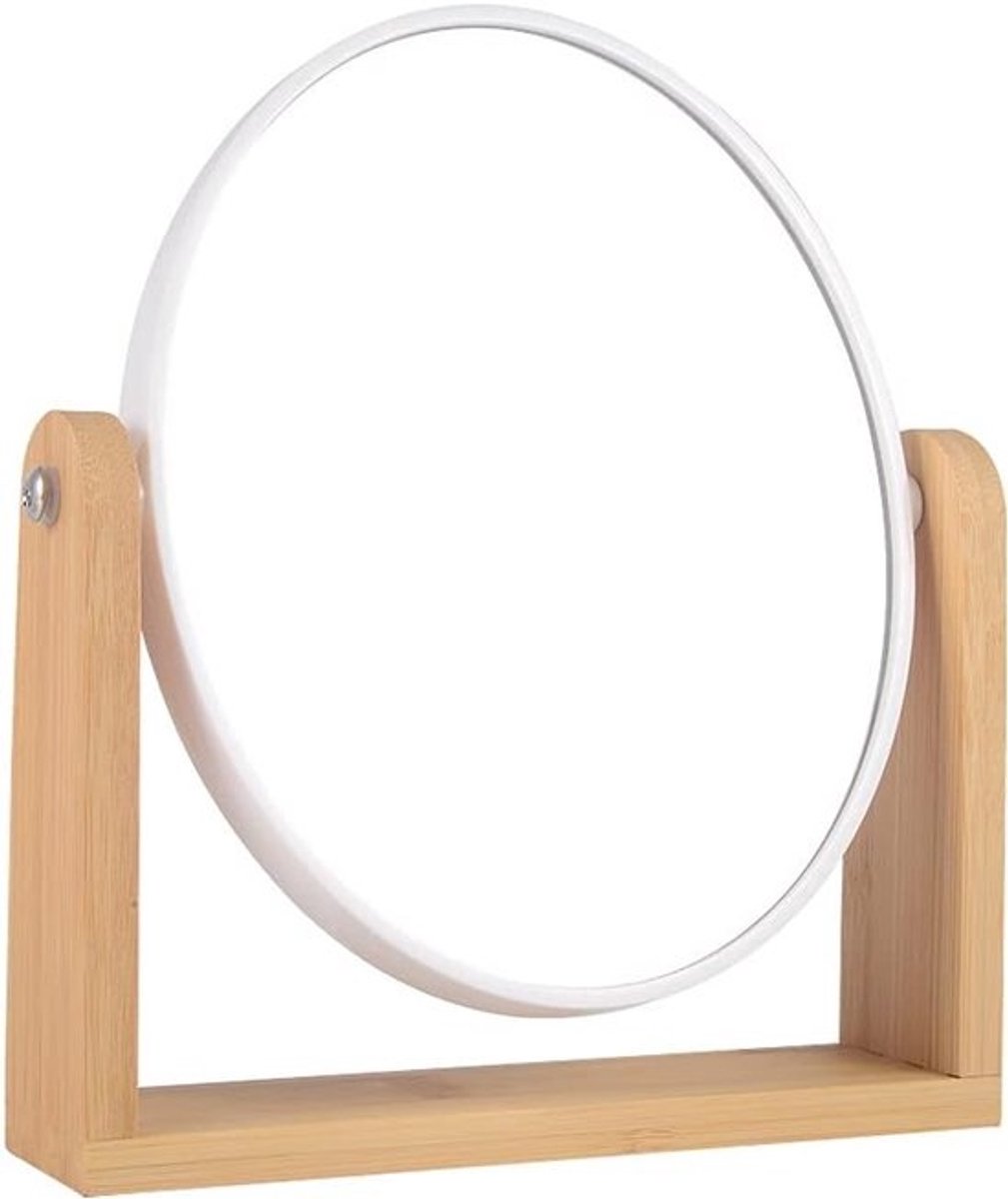 Make-up spiegel - Vergrootspiegel kaptafel - Nauwkeurig aanbrengen - Dubbelzijdig 360° draaibaar - 203 x 178 cm - Bamboe frame
