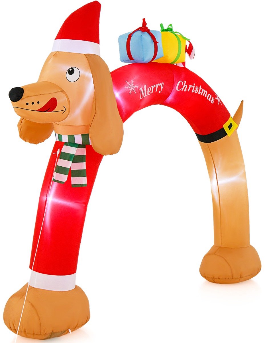 SureDeal® - Opblaasbare kerstfigur - Hoge Kerst teckelboog - LED Kleurrijk - 300x100x242 cm - Kleurrijk