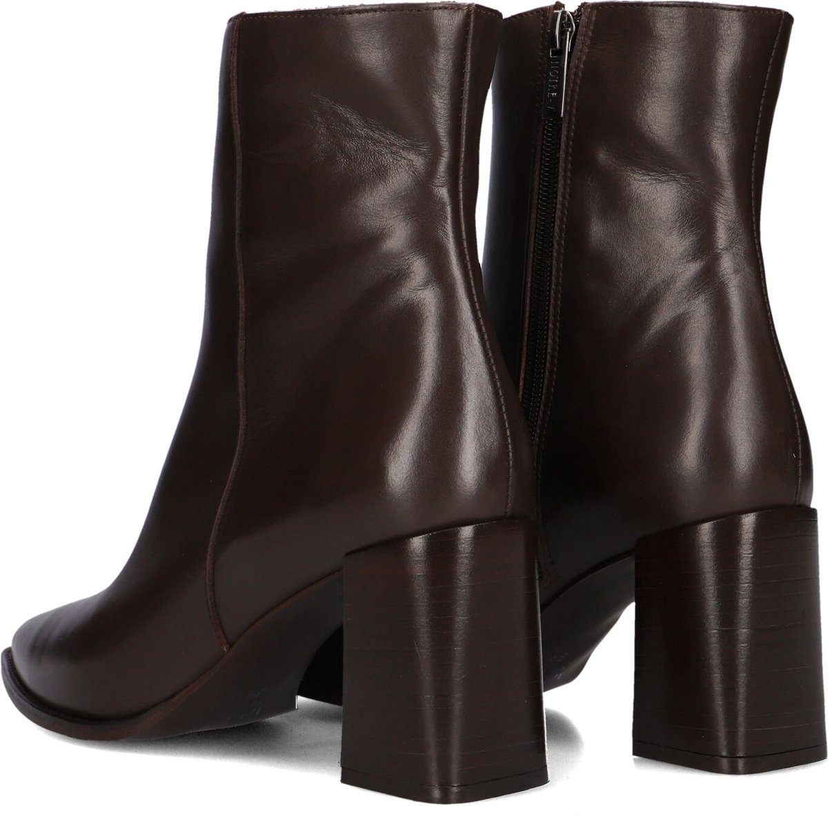 Notre-V 84836 Enkellaarsjes - Enkelboots met rits - Dames - Bruin - Maat 37