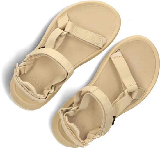 Beige Teva Hurricane XLT3 damessandalen met klittenbandsluiting en textielbanden.
