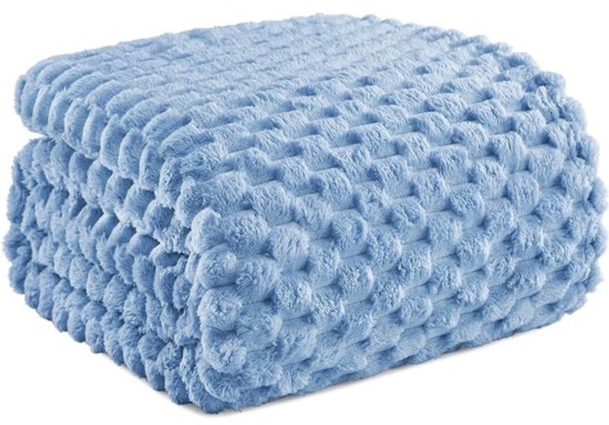 Knuffeldeken Fleecedeken - Wollige sprei - Bank en bed - Dubbelzijdig pluche - 230 x 270 cm - Grijsblauw