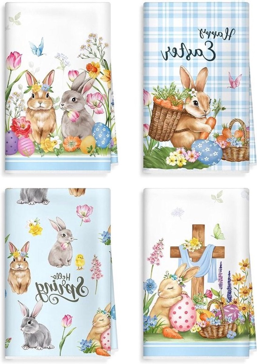 Paashaas Keukendoeken - Keukendoeken Set - Keuken Decoratie - Absorberend en Pluisvrij - 42 x 70 cm - Multicolor
