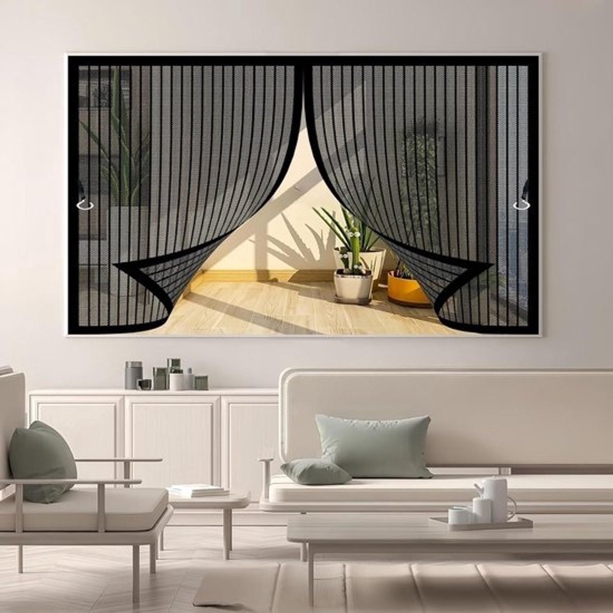 Magnetisch Gordijn - Vliegengordijn Hor - Insecten Buiten Houden - Automatisch Sluitend - 49x83cm - Zwart