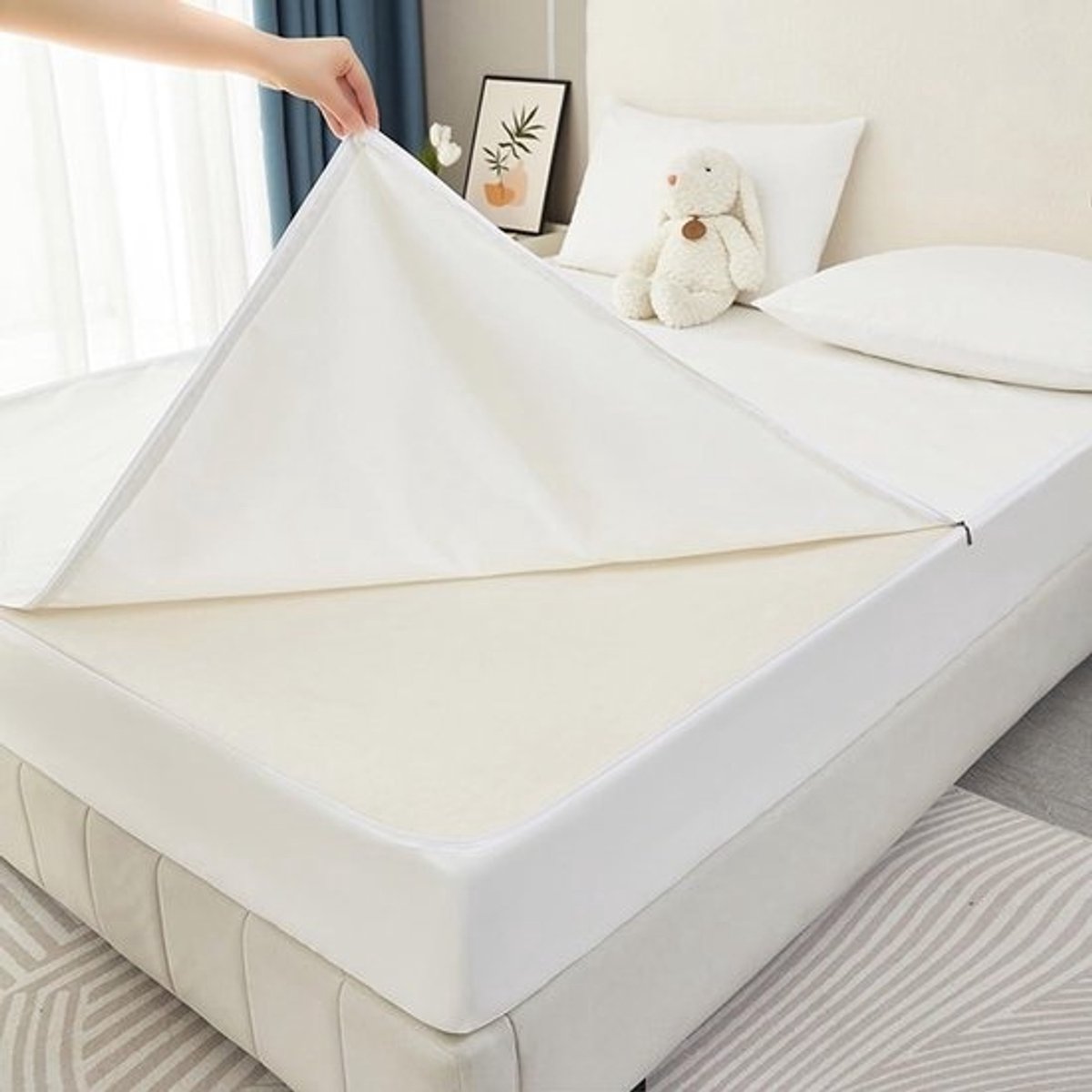 Waterdichte Matrasbeschermer - Matrashoes - Matras Beschermen - Volledige 360 graden beveiliging - 180x220+15cm - Wit