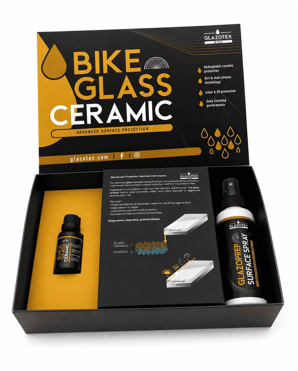 Glazotex Bike Glass Ceramic-Keramische coating-nano coating- 20ml - 3-4 jaar bescherming-Complete kit voor 2 fietsen-beschermende coating-