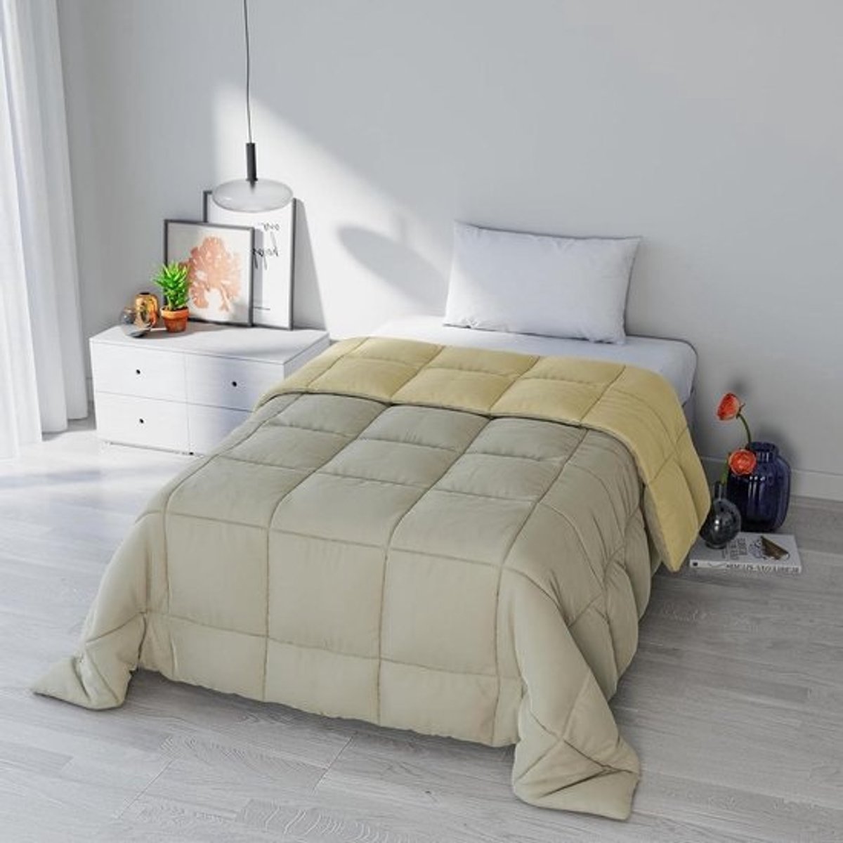 Winter Dekbed - Donsdeken Quilt - Warme Slaapkamer - Gemaakt in Italië - 220x260cm - Taupe Crème