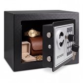 Elektronische Kluis Staal - Kluisje met Cijferslot - Geldkluis - 23 x 17 x 17 cm - 4,5 L - Cadeaus voor Hem - Zwart - Fichero