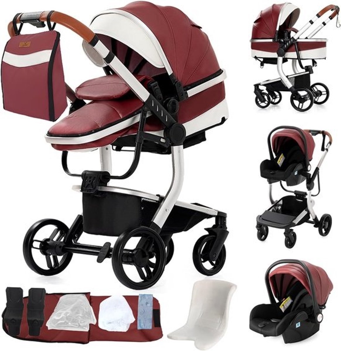 3-in-1 Kinderwagen voor Baby's met Dubbele Duwmodus en Opvouwbaar Design