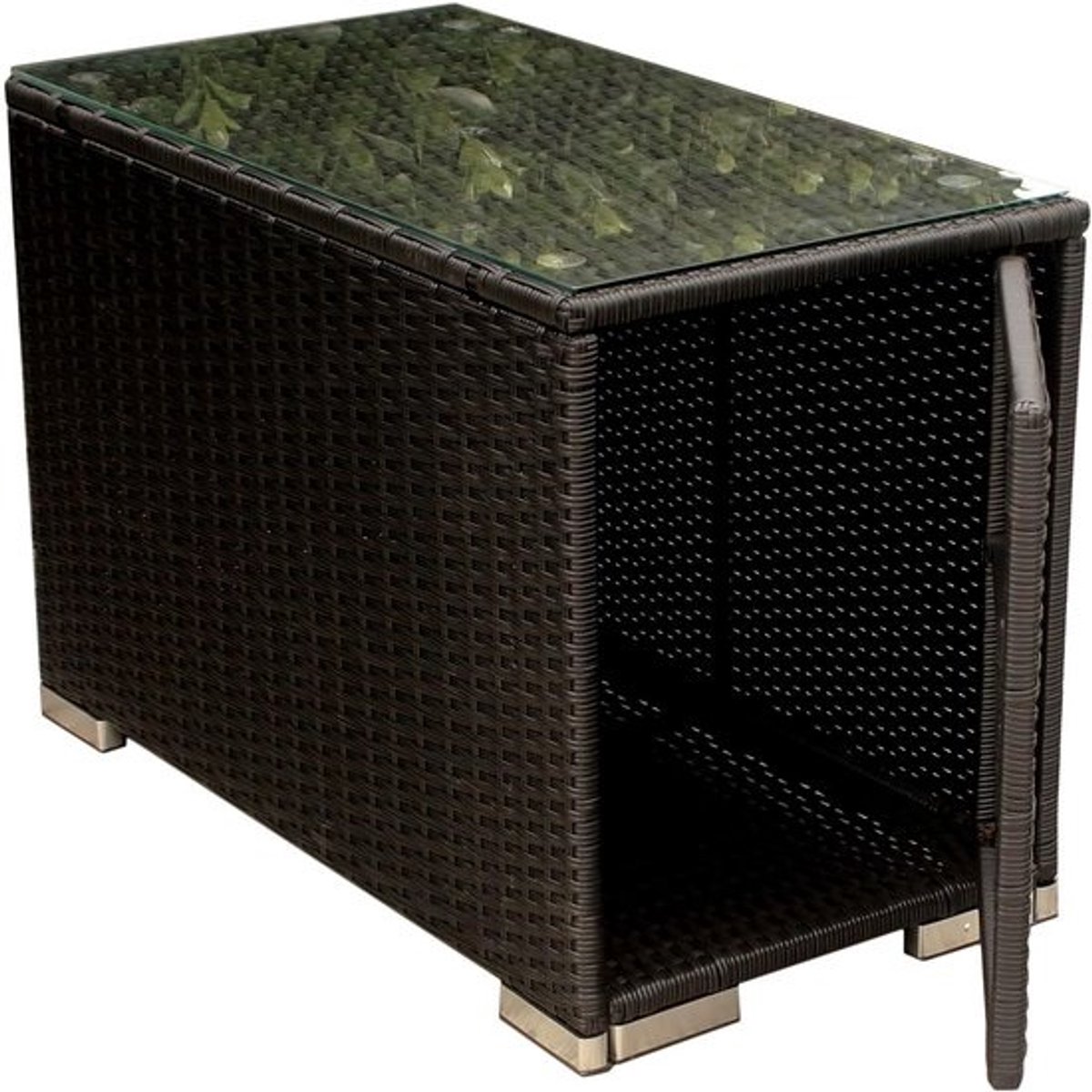 Elegante Salontafel met Opbergruimte en Glasplaat – Perfect voor Buiten