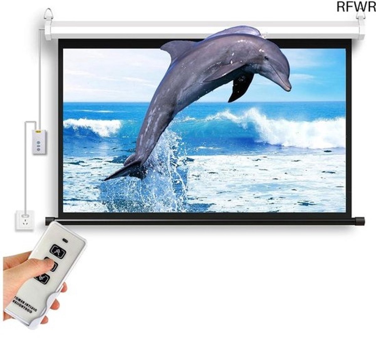 RFWR® 60" Elektrisch Gemotoriseerd Projectiescherm - Draagbaar en 160° Kijkhoek voor Thuisbioscoop