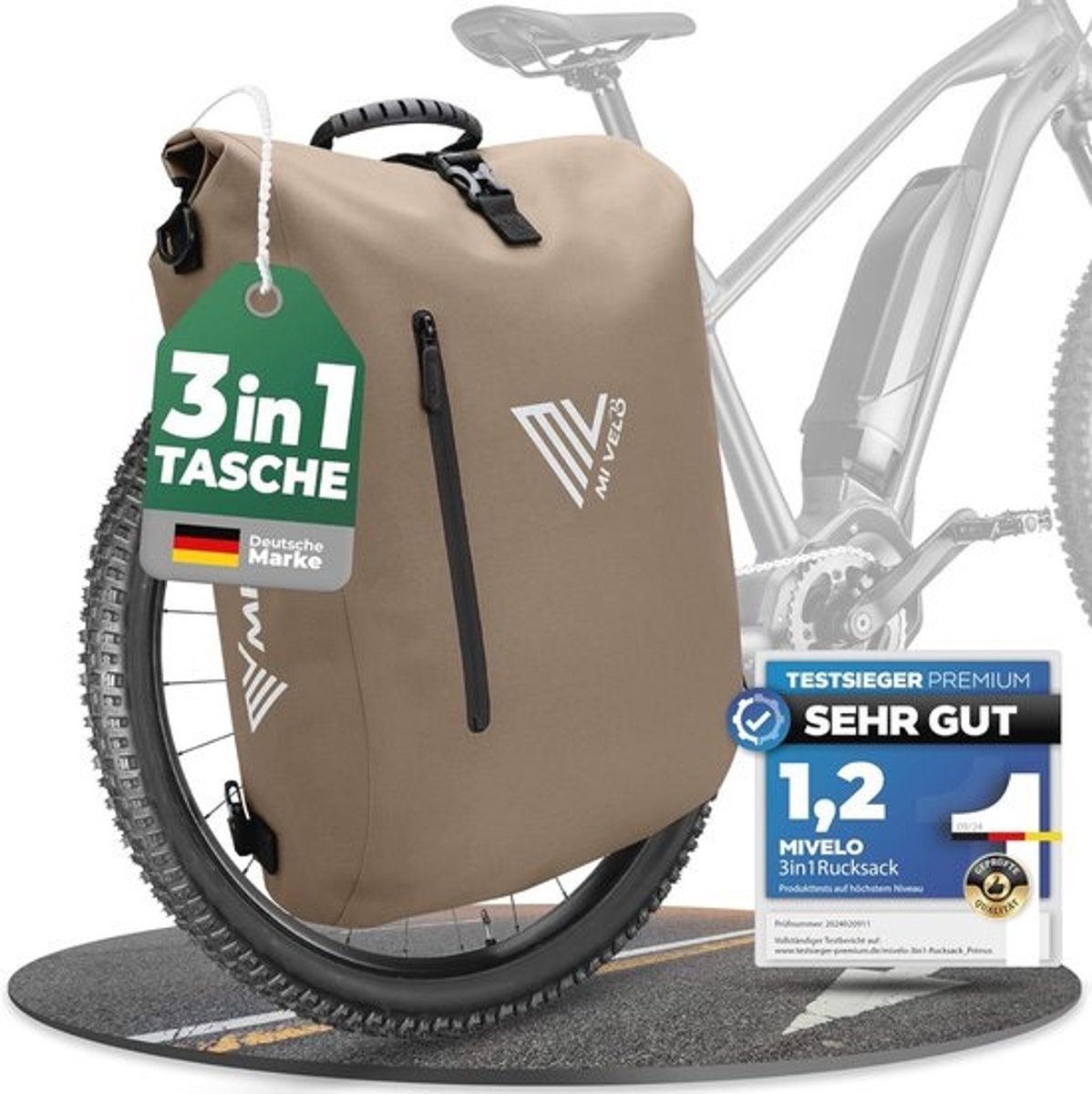3-in-1 Fietstas Rugzak Schoudertas Waterdicht 20L Met Laptopvak