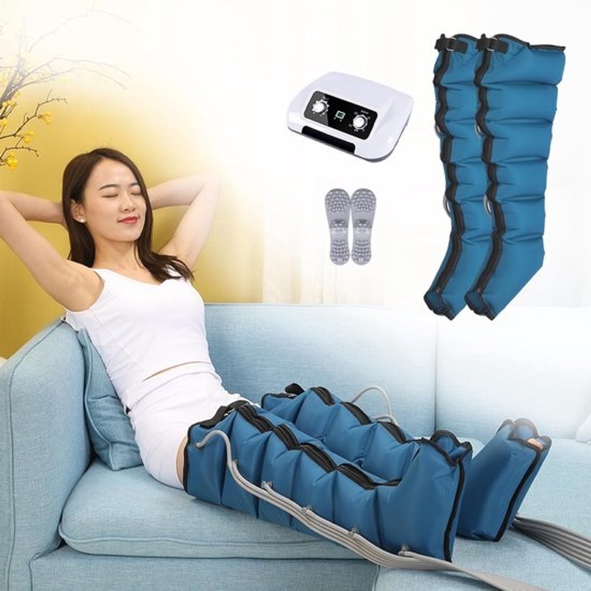 Luchtcompressie Beenmassager met 6 Holten voor Lymfedrainage en Ontspanning