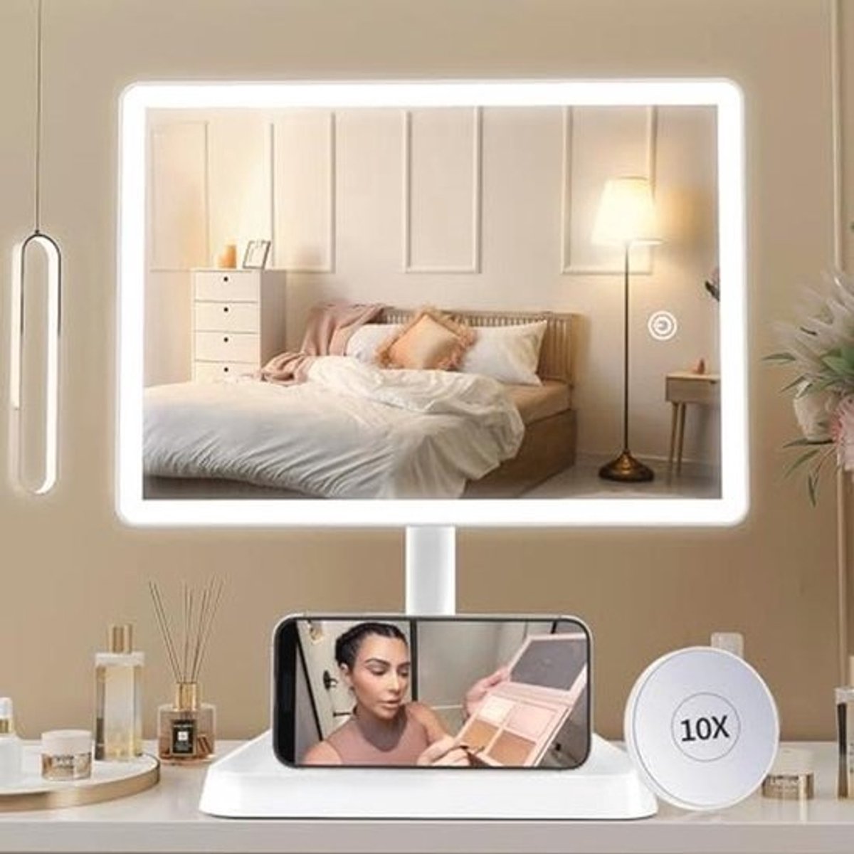 Oplaadbare Make-upspiegel met LED Verlichting en Vergrotingsfunctie