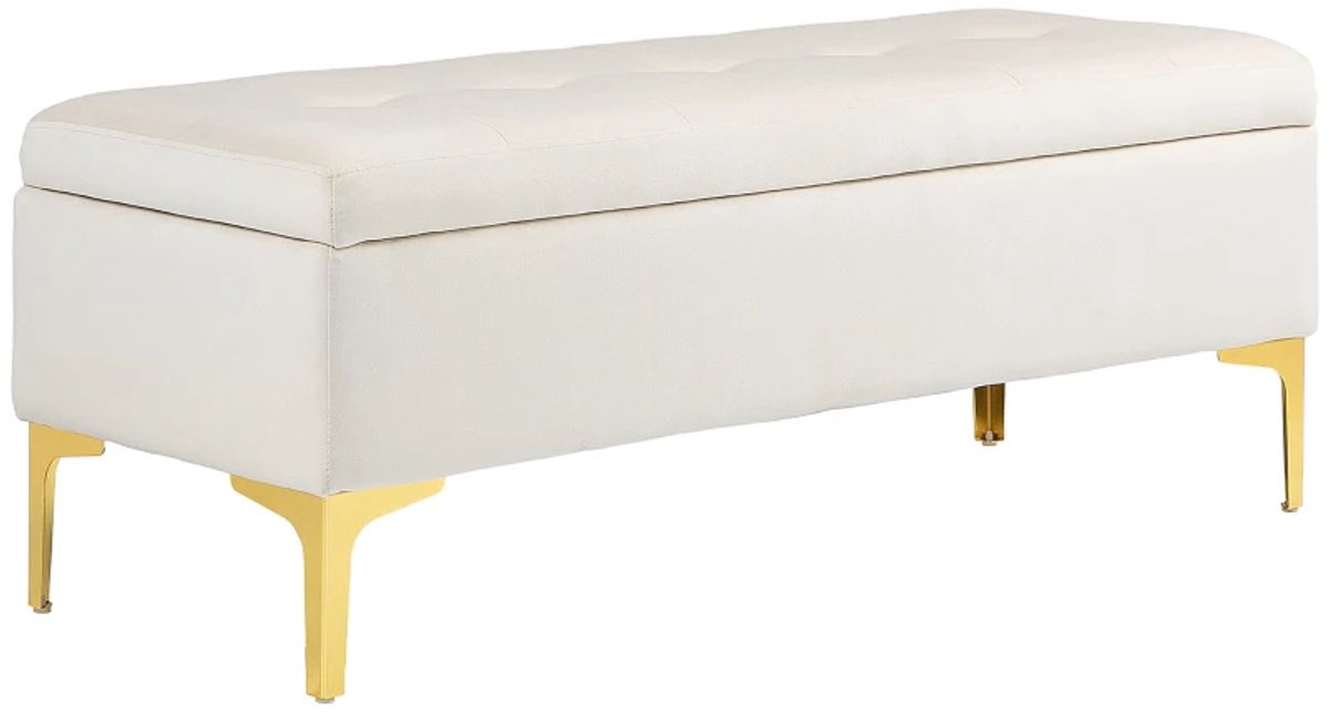 Bankje - Met Opbergruimte - Draagvermogen Tot 120 kg - 120 x 44 x 44,5 cm - Beige