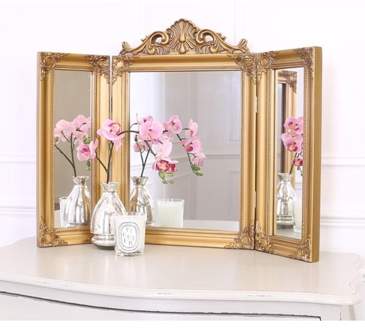 Tri Fold Kaptafel Spiegel - Vrijstaande Make-up Spiegel 74cm x 55cm