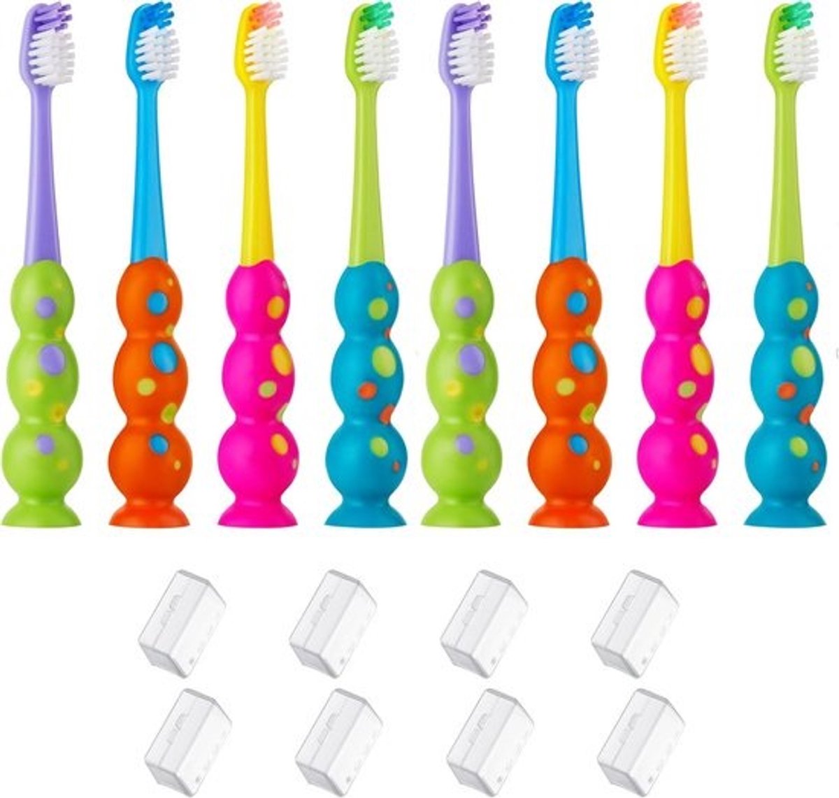Kindertandenborstels Set - Zachte Borstels - Dagelijkse Mondhygiëne - Met Zuignap - 8 Stuks - Multicolor