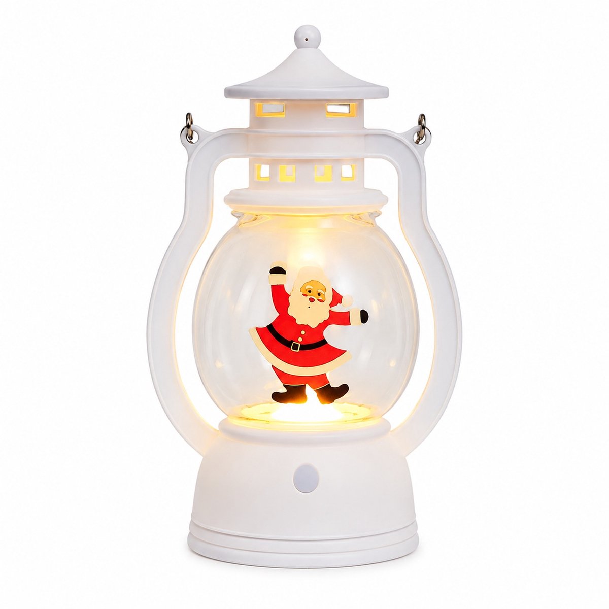 Lichtgevende LED Kerstlantaarn Kerstman – Op Batterijen – Warm Wit