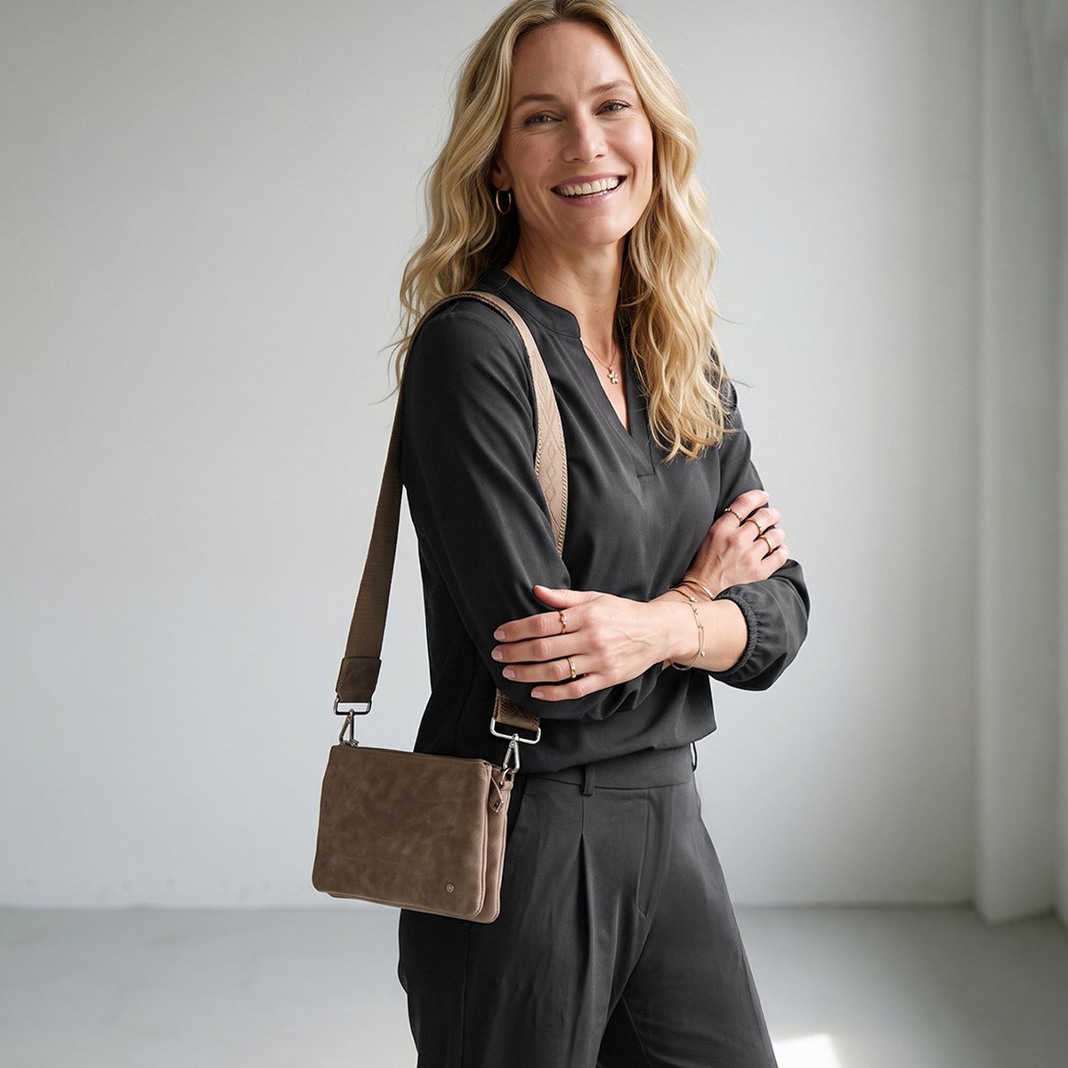 Je m'appelle Travelstof At Work Top Met stretch - Grijs - Maat S