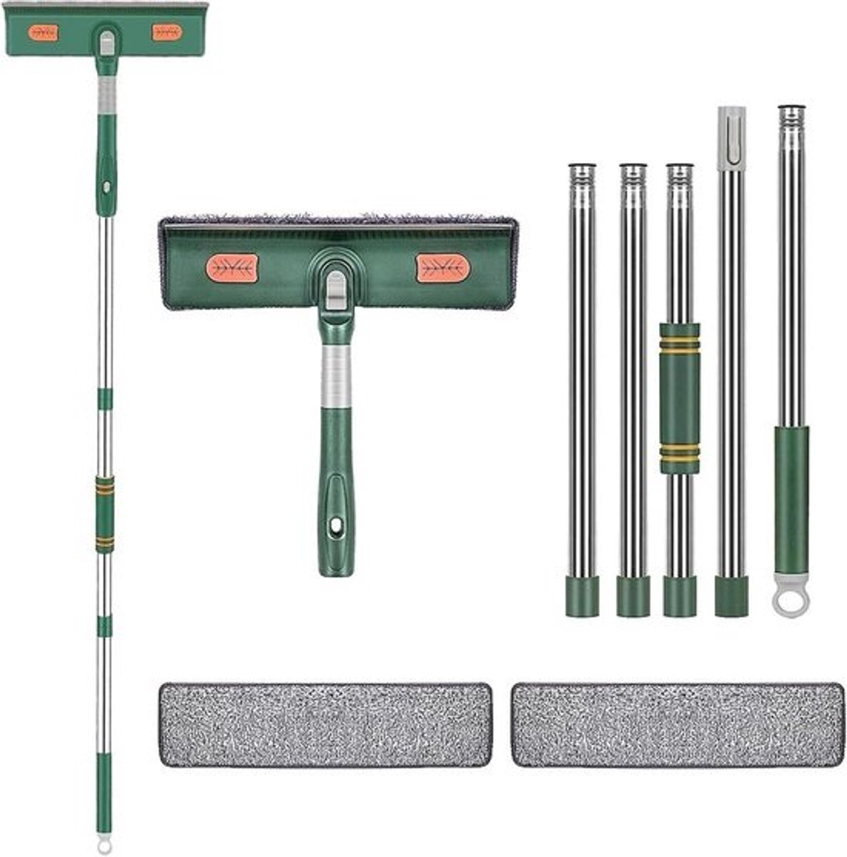 2-in-1 Raamreinigingsset Met Telescoopsteel - Professionele Raamwisser En Schrobber Voor Binnen En Buiten