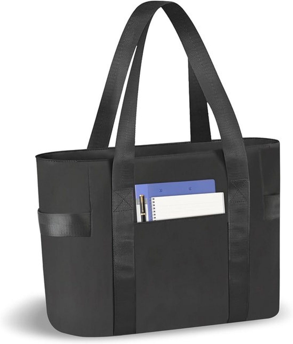 Dames handtas, boodschappentas en laptoptas zwart 40x15x32cm
