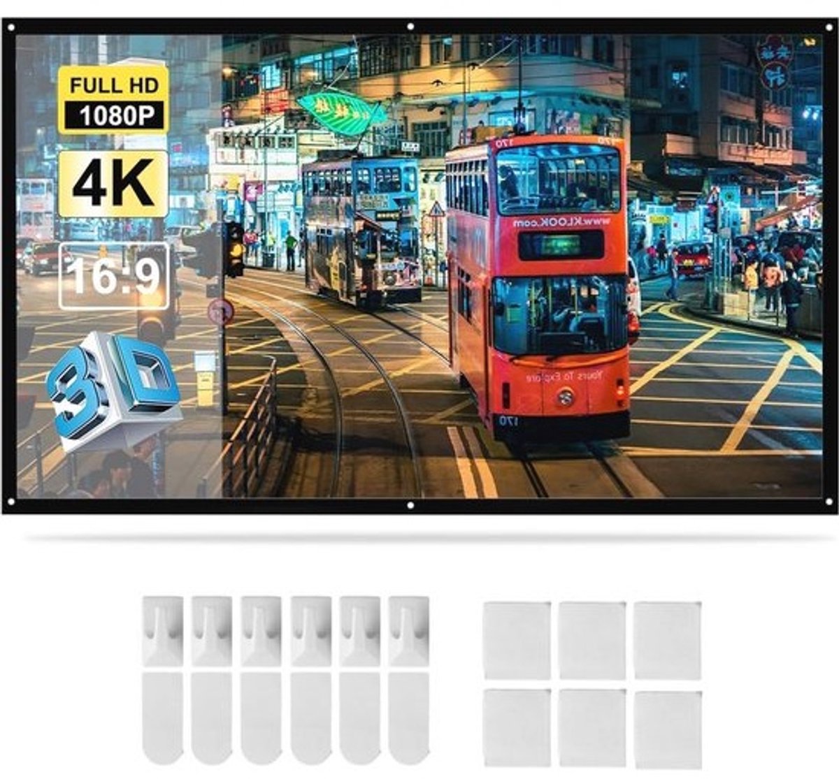 Draagbaar Projector Scherm 70 Inch HD 16:9 Opvouwbaar voor Binnen en Buiten
