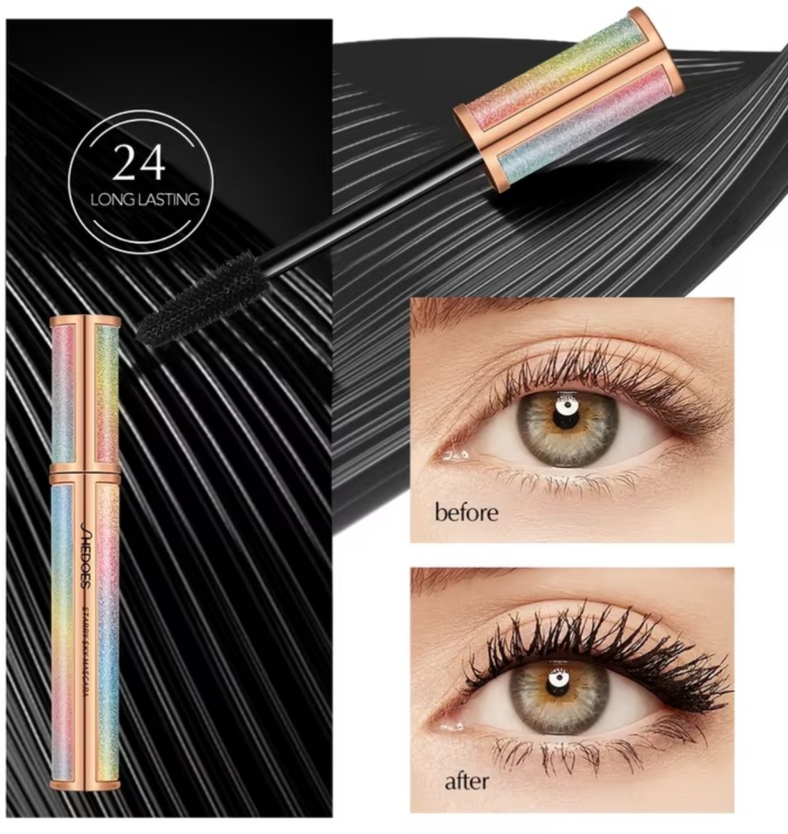 Mascara diep zwart LANGHOUDEND waterproof