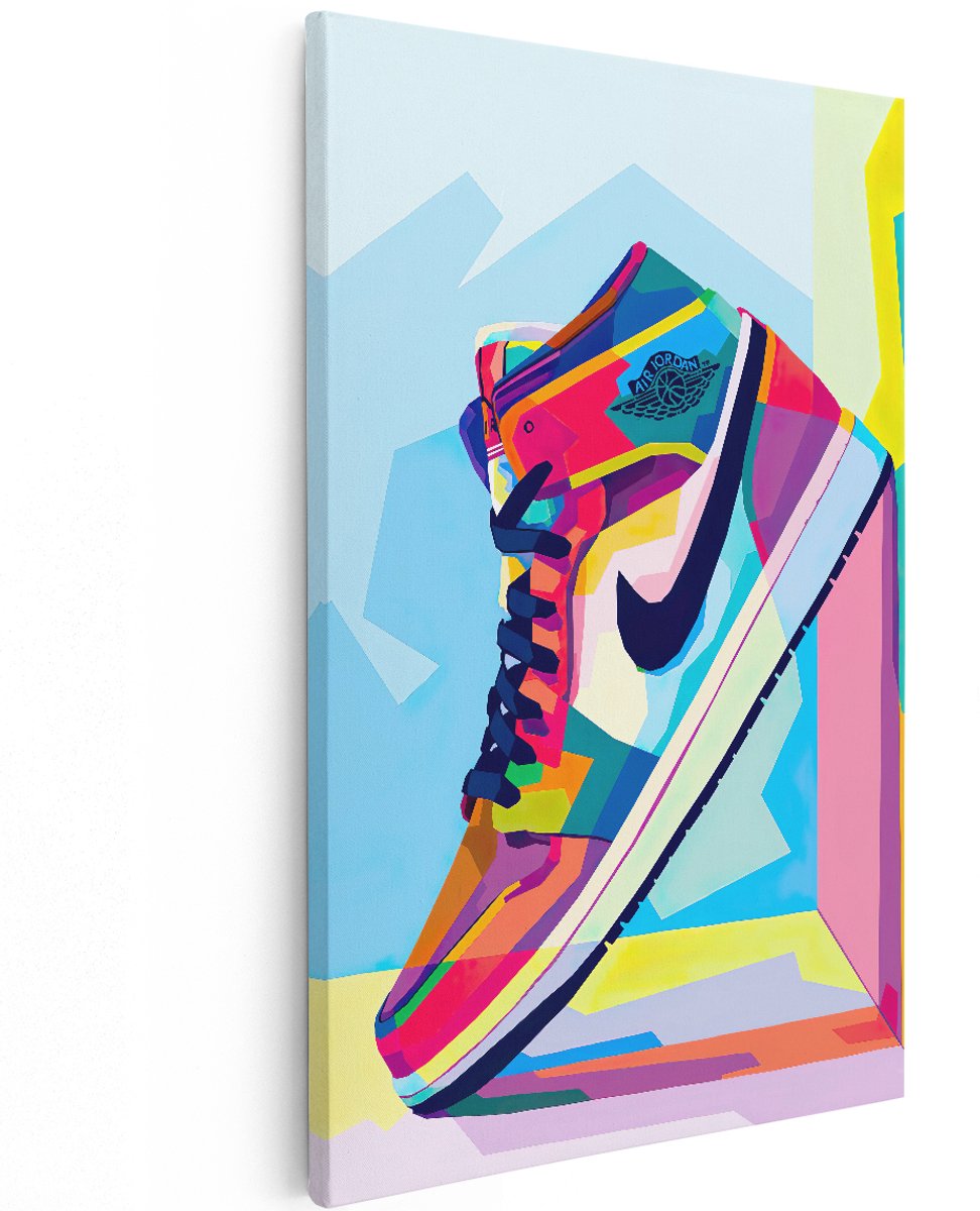 Artaza Canvas Schilderij Nike Jordan Sneaker in Abstracte Kleuren - 120x180 cm - Groot - Muurdecoratie - Canvas Print