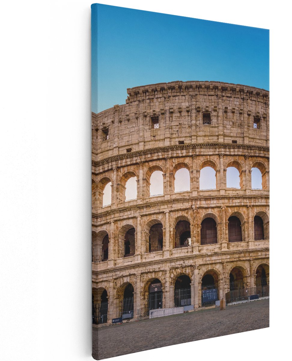 Artaza Canvas Schilderij Colosseum in Rome met de Blauwe Lucht - 120x180 cm - Groot - Wanddecoratie Woonkamer - Schilderijen - Muurdecoratie