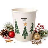 50 x Kerst Kartonnen Koffiebeker 8oz 240 ml "Kerstboom" Drinkbekers Karton - wegwerp papieren bekers - drank bekers glühweinbeker kartonnen drinkbeker voor kerstmarkt
