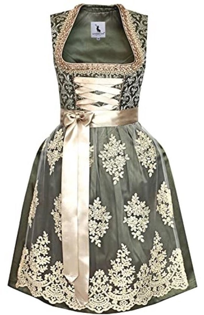 Midi-dirndl met Kanten Schort - Maten 32-52 - Romantische Look