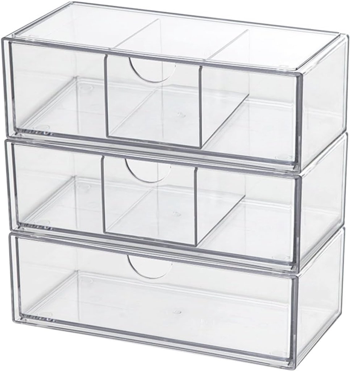 Set van 3 Stapelbare Acryl Cosmetic Organisers voor Make-up, Oogschaduw en Lippenstift