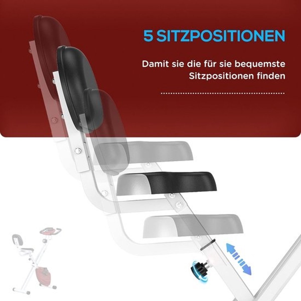 Fietstrainer met 8 weerstandsniveaus en verstelbare zitting voor intensieve training