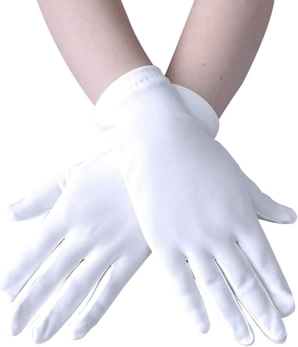 Elegante Satijnen Handschoenen voor Dames, Polslengte, Perfect voor Bruiloften en Feestjes, Kostuumaccessoire, Avondmode, Stretchy en Comfortabel