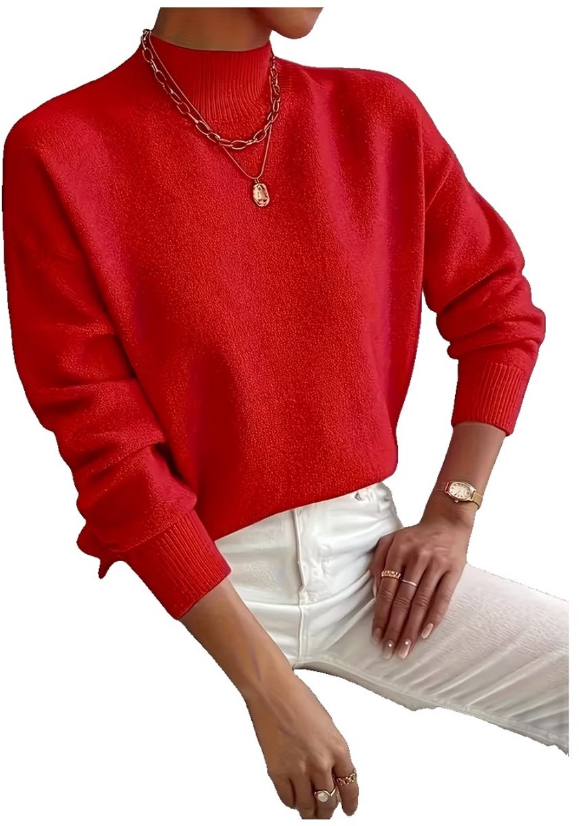 Currero Sweater Dames Sweaters Sweatshirt Hoodie Warme Trui Pullover Jumper Crewneck Vest Rood