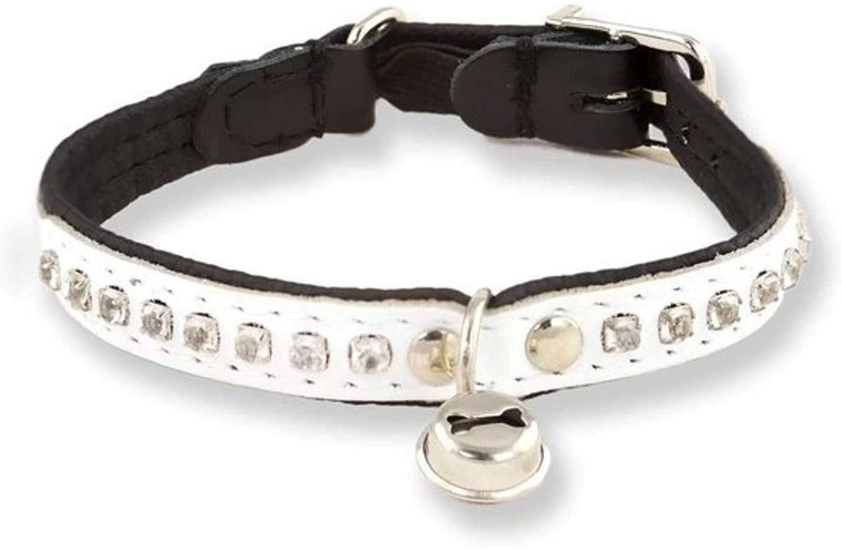 Leren Halsband voor Kat met Belletje en Strass