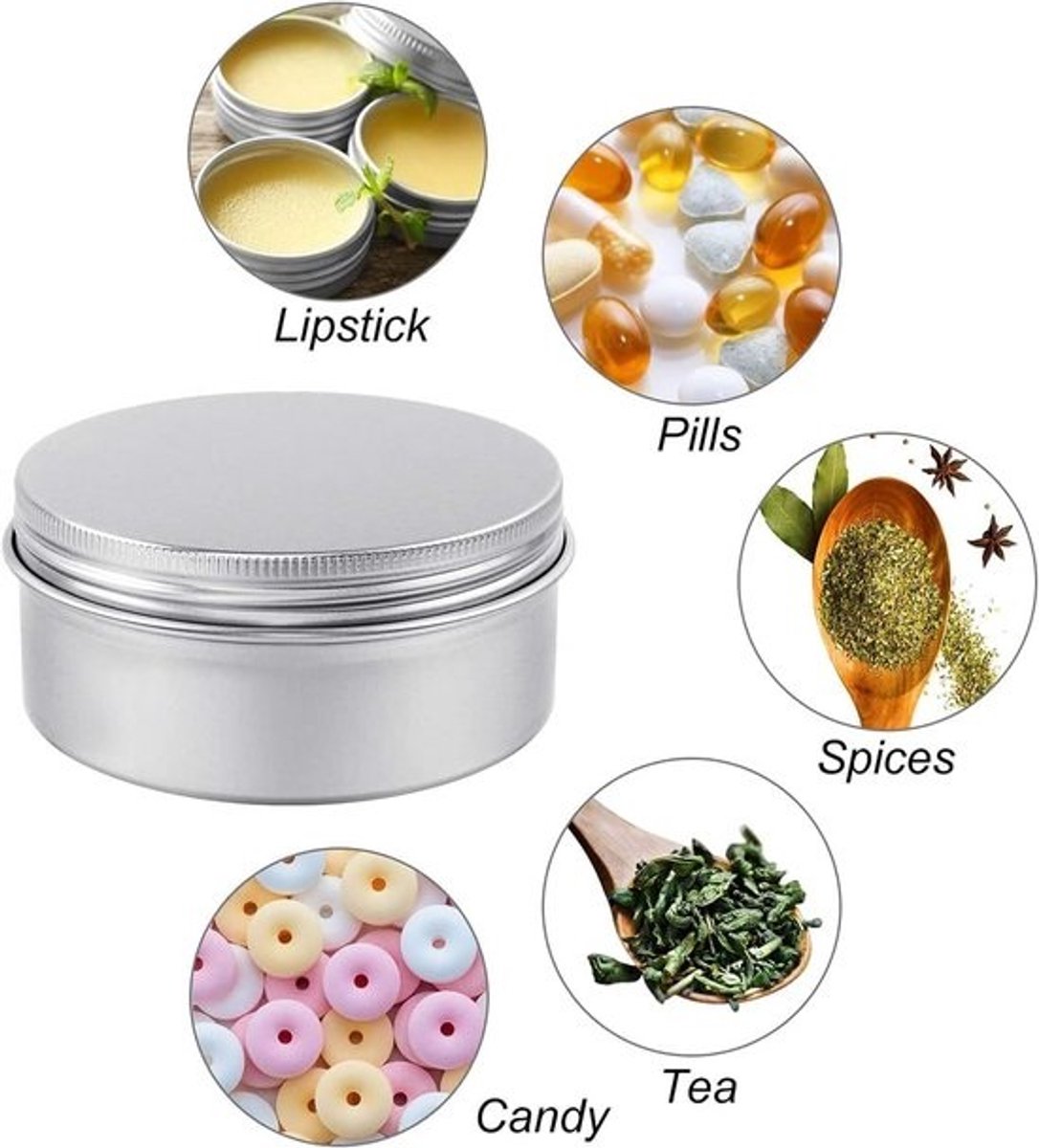 48 Stuks Mini Zilveren Aluminium Opbergpotjes met Schroefdop voor Cosmetica en Crèmes (10g)