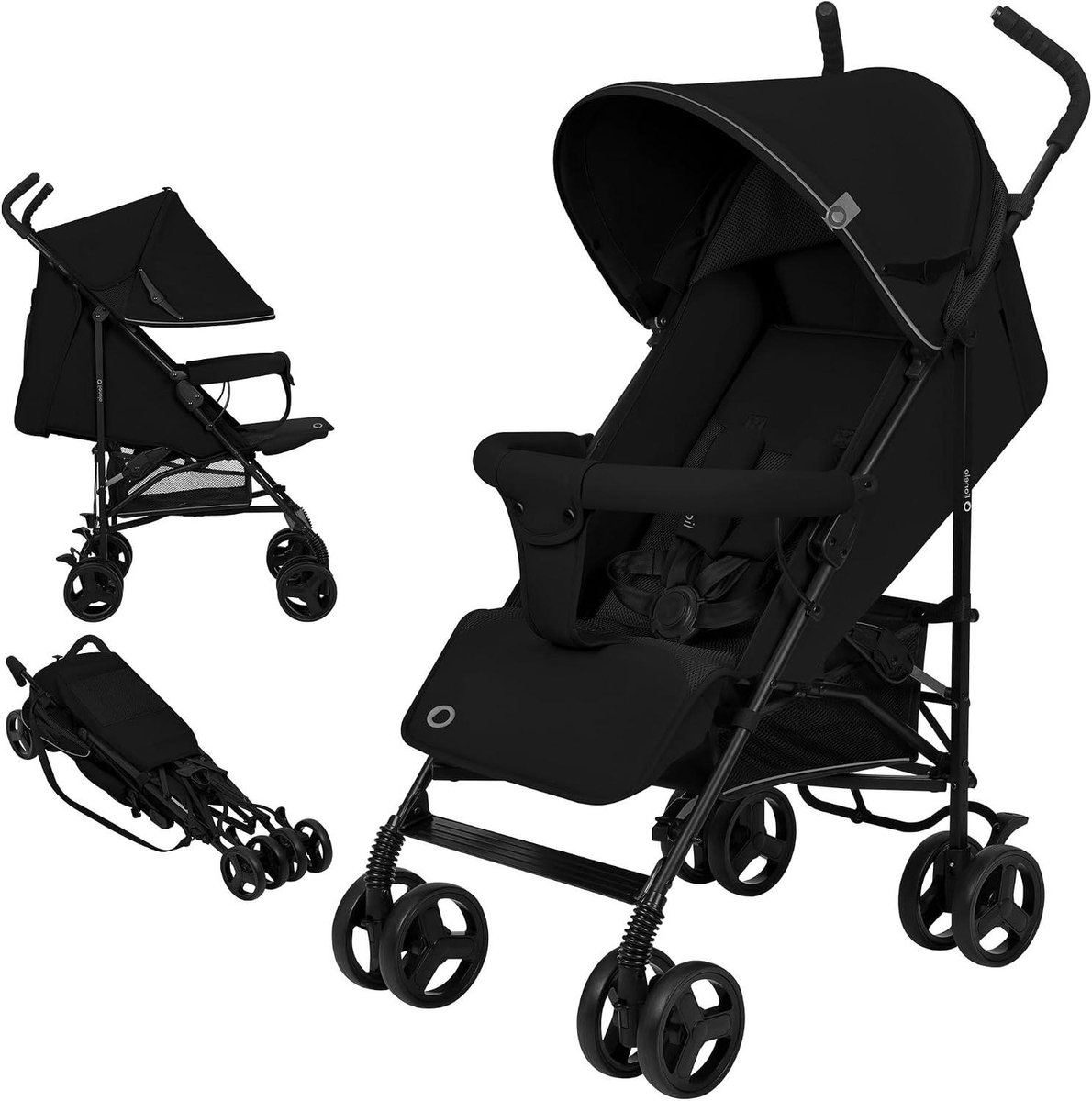 Lichtgewicht Kinderwagen - Buggy Compact - Reizen Stad - Inklapbaar met één hand - Tot 15 kg - Zwart