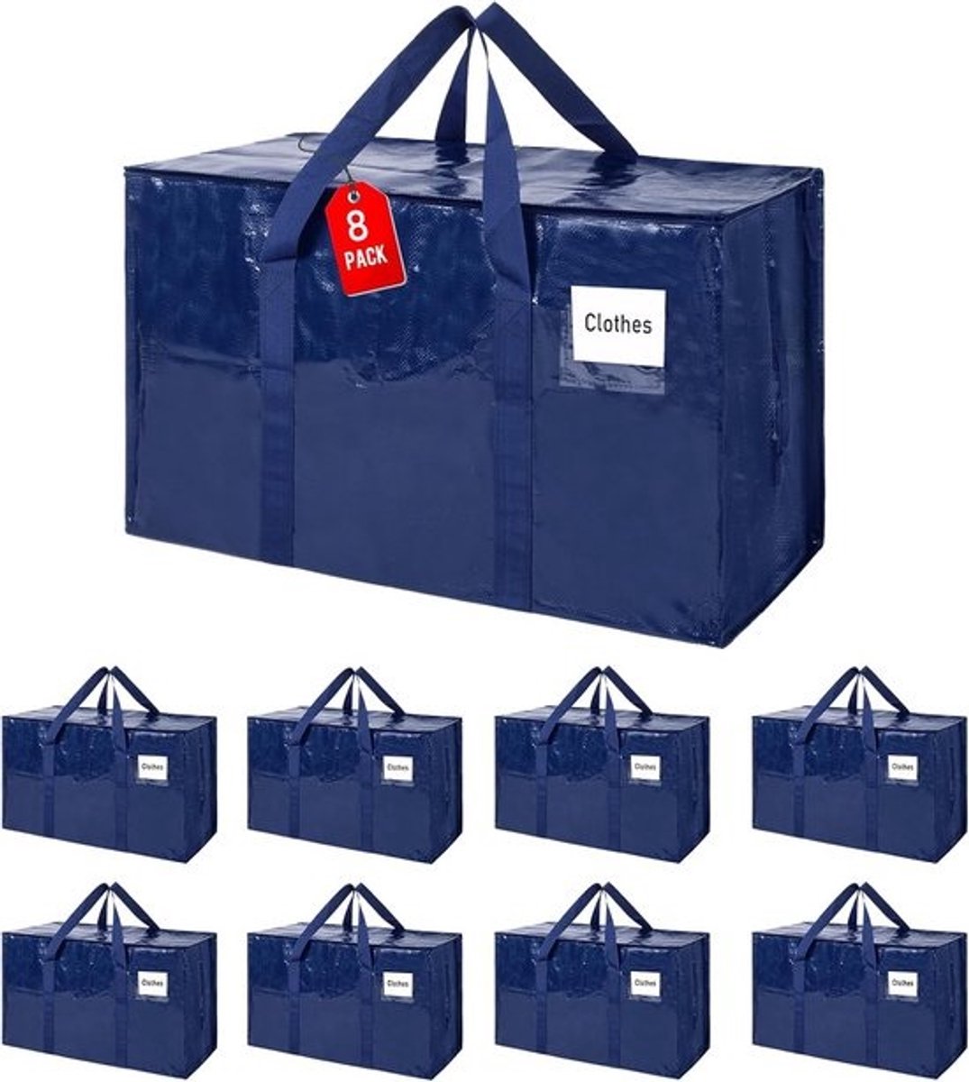 Extra Grote Verhuistassen 93 L - 8-Pack Opbergtassen voor Verhuizen en Opslag