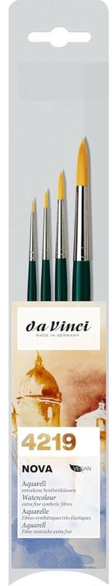 Da Vinci - hoogwaardige aquarelpenseelset van 4 "NOVA-synthetisch" - Serie 4219