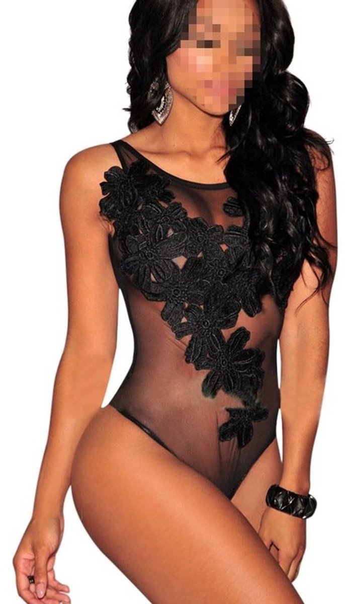 Sexy Bodysuit Lingerie Zwart met Borduurwerk en Open Rug - Prikkelend Nachtkleding