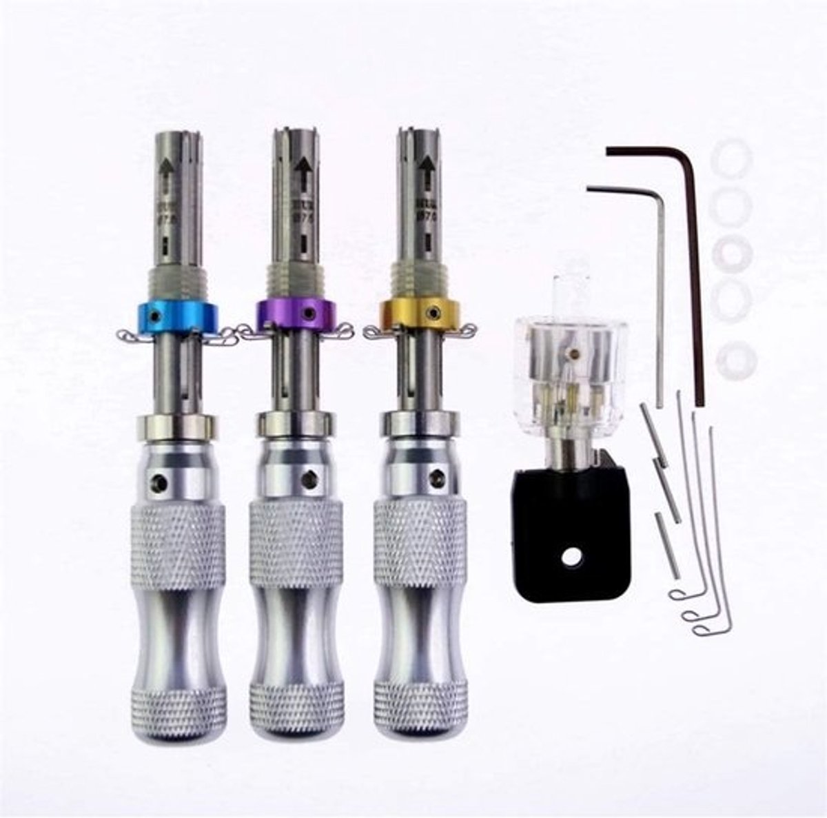3-delige Tubular Lock Pick Tools Set met Transparant Oefenslot