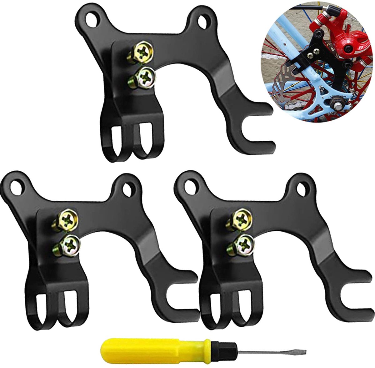 3 Stuks Fiets schijfrem beugel, Schijfrem Frame Adapter, Schijfrem Beugel Frame Adapter, met Schroevendraaier, voor - ShopVlot