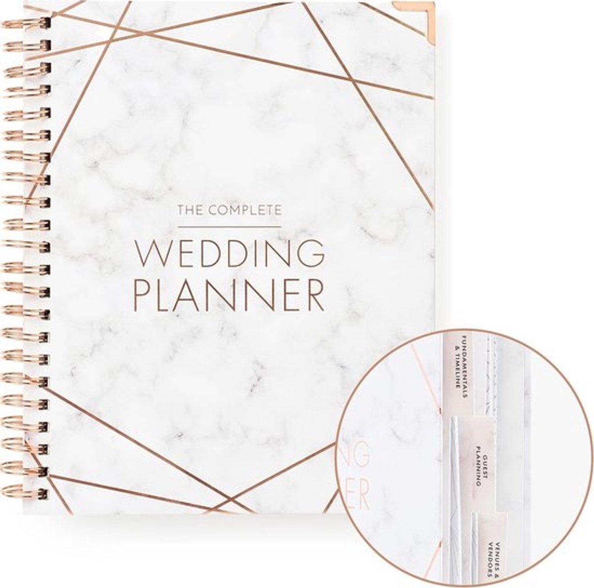 Bruiloft Planner & Dagboek - Marmer Gold Design - Ongedateerde Organizer voor Trouwplanning met Hard Cover en Online Ondersteuning