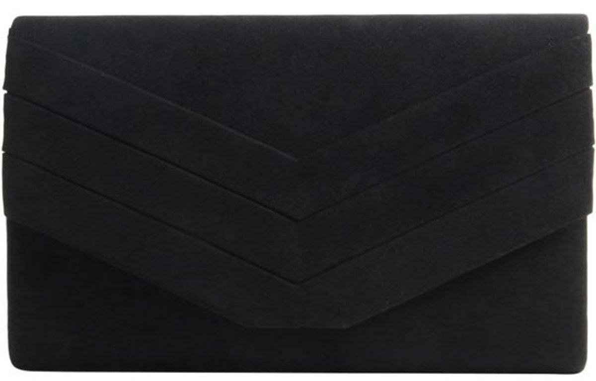 Dames faux suède envelop stijl clutch portemonnee voor bruiloft en avondfeest, zwart