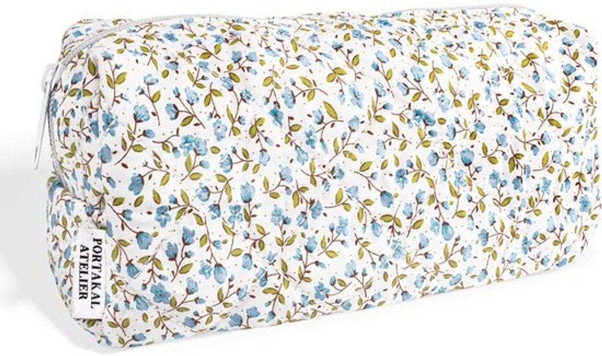 Grote Gevoerde Make-up Tas van Katoen met Bloemenpatroon