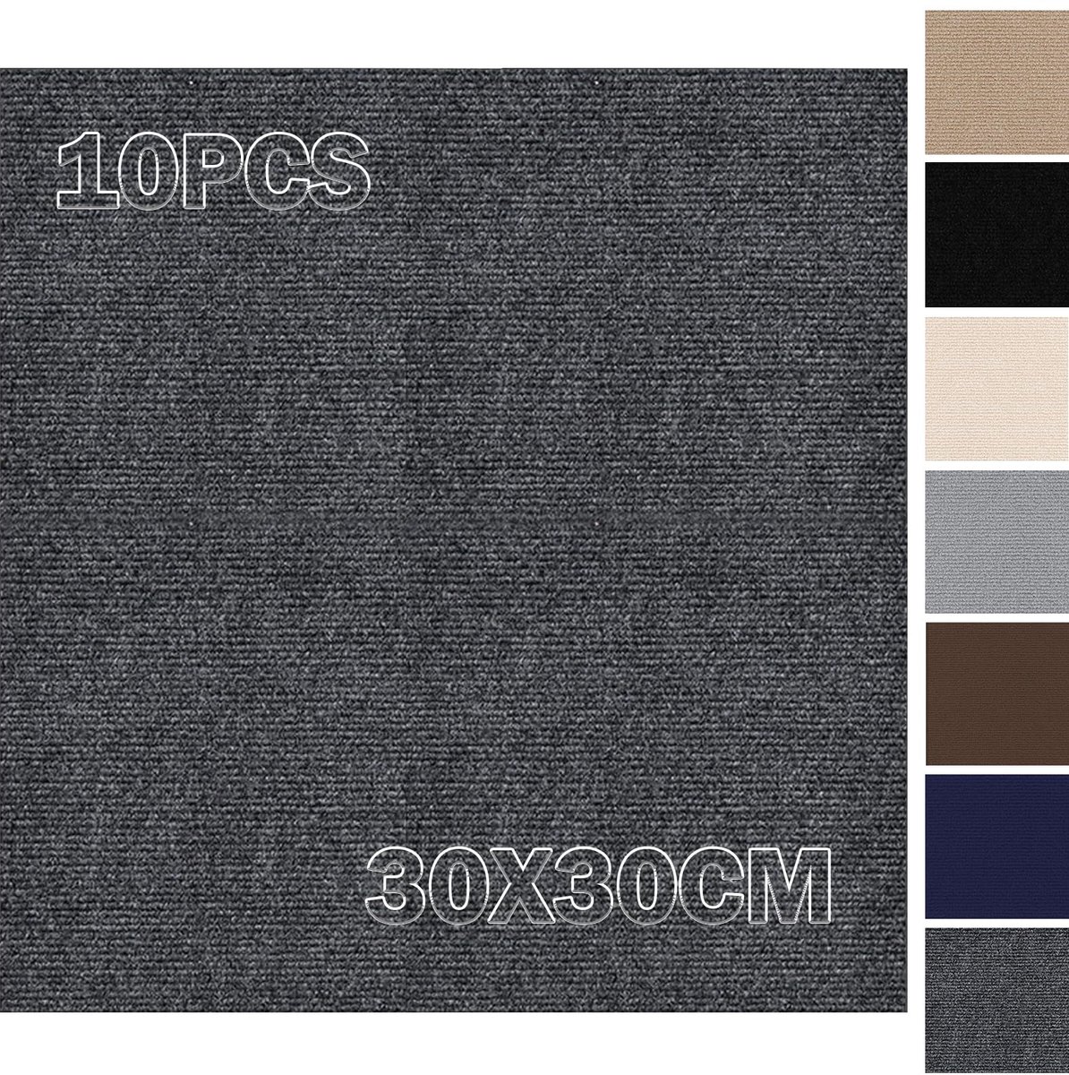 Zelfklevende tapijttegels, 30 x 30 cm, zelfklevend, 10 stuks, 0,9 m², tapijt, tegels met rugbedekking, vloerbedekking - ShopVlot