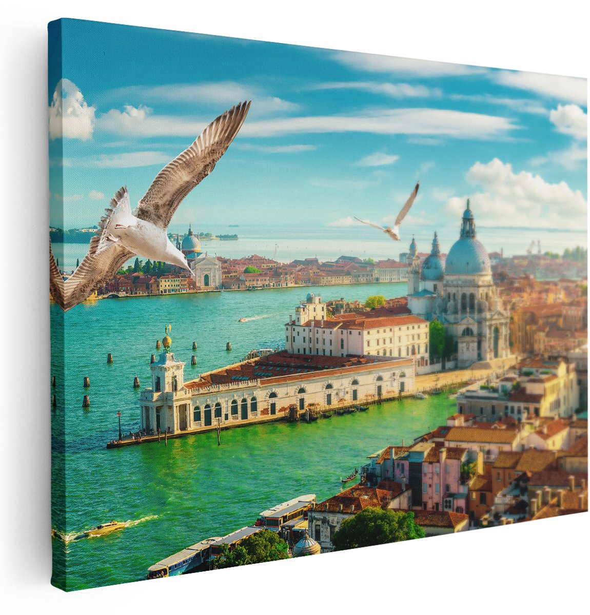 Artaza Canvas Schilderij Venetië Stad vanuit Boven - 160x120 cm - Groot - Wanddecoratie Woonkamer - Schilderijen - Muurdecoratie