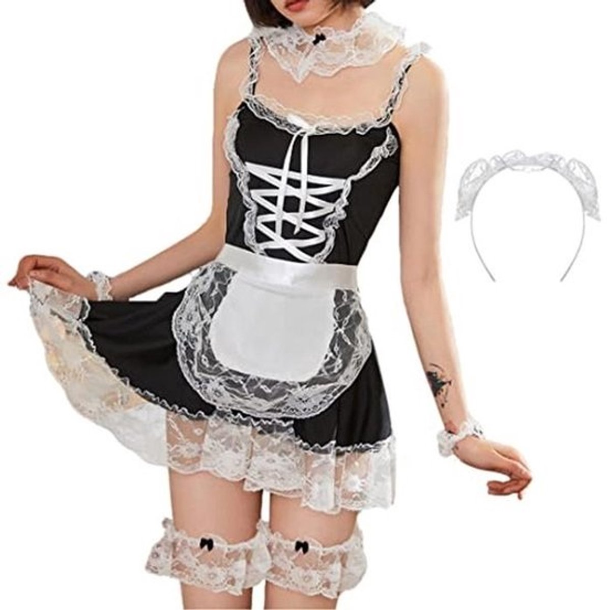 Sensuele Lingerie Outfit voor Vrouwen - Franse Cosplay en Rollenspel Kostuum